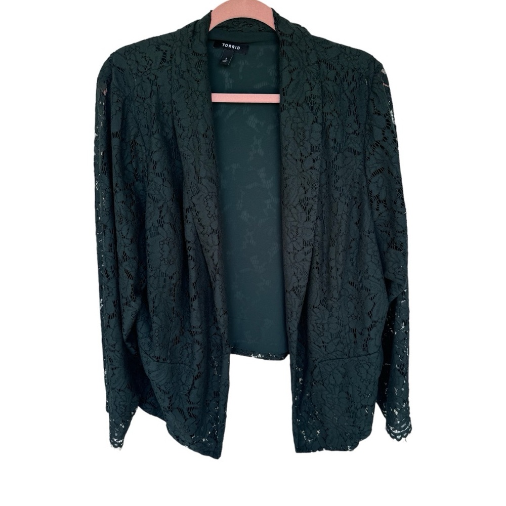 Torrid Plus Size Green Gables Lace Open Front Bla… - image 5